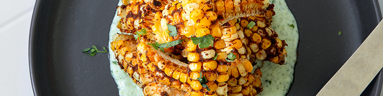 Corn Ribs with Creamy Jalapeño Cilantro Dip 